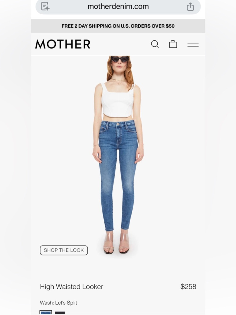MOTHER Skinny High-Rise Jeans in Medium Blue Wash